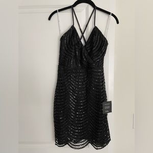 NWT Lulu’s Lele Black Sequin Mini Dress Size Small